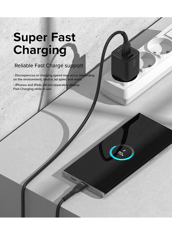 Ringke Fast Charging Pastel Cable USB Type-A to Type C - Black (1.2m)